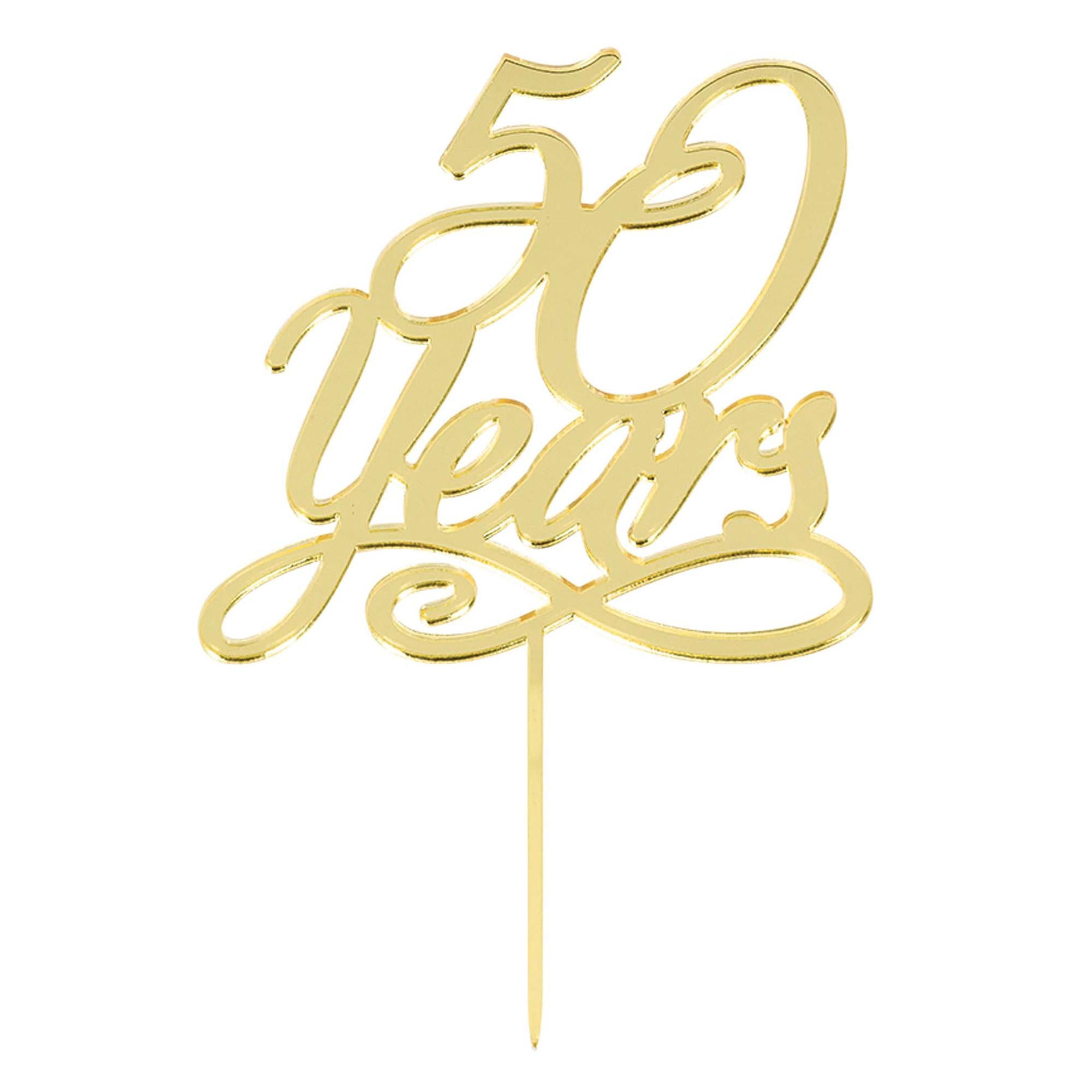 50 Years Gold Plastic Cake Topper Party Accessories - Party Centre - Party Centre