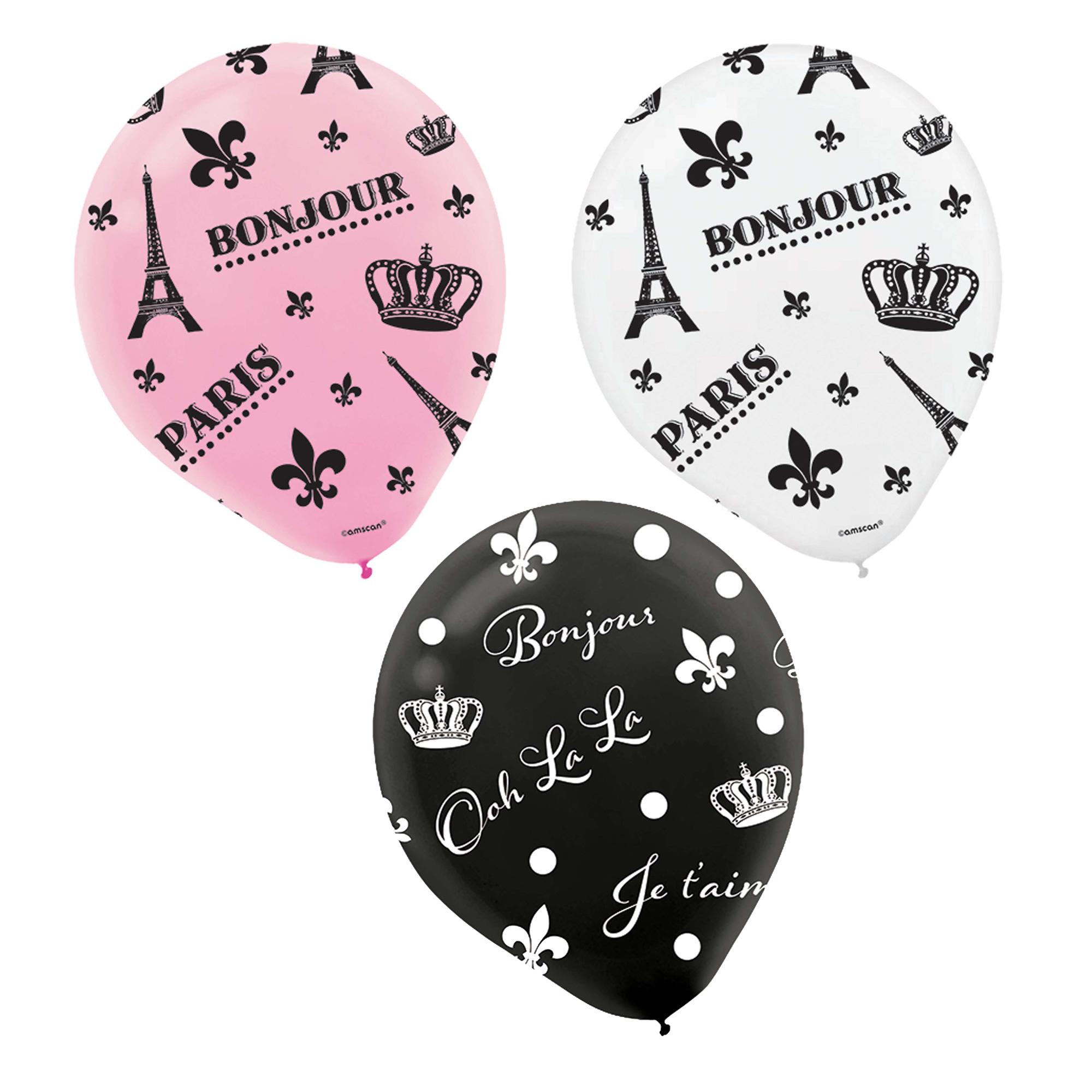 A Day In Paris Printed Latex Balloons 6pcs Balloons & Streamers - Party Centre - Party Centre