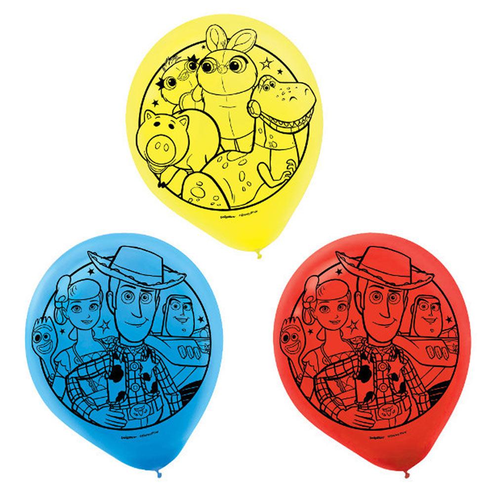 Disney Toy Story 4 Latex Balloons 12in, 6pcs Balloons & Streamers - Party Centre - Party Centre