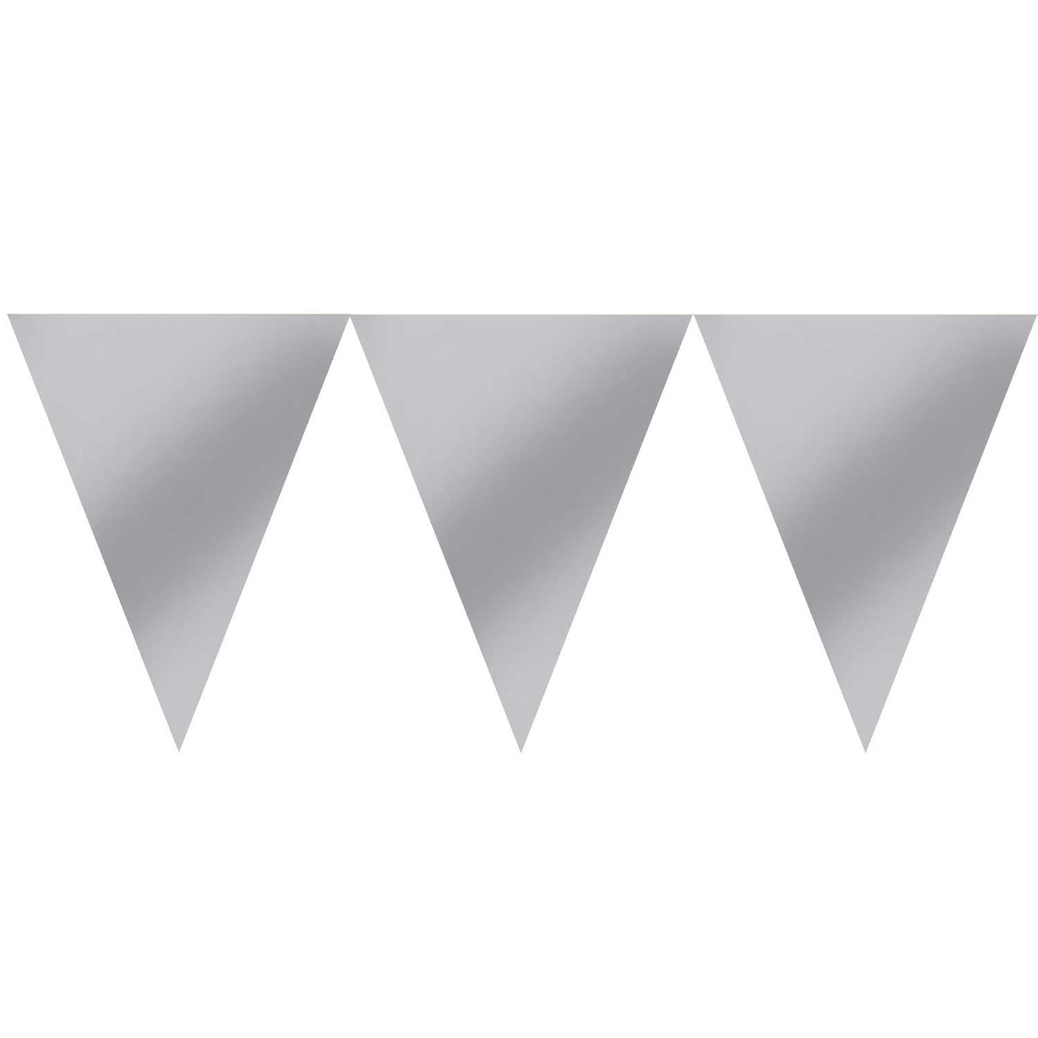 Silver Paper Pennant Banner 15ft Decorations - Party Centre - Party Centre