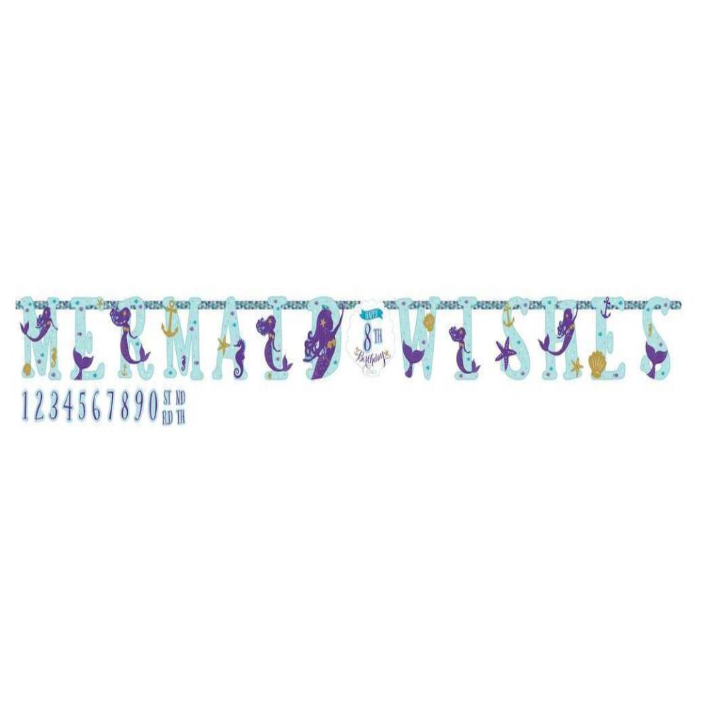 Mermaid Wishes Jumbo Add-An-Age Letter Banner Decorations - Party Centre - Party Centre