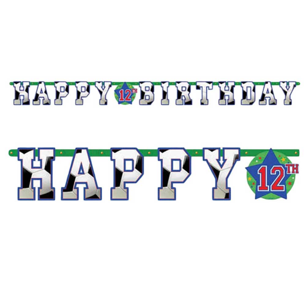 Soccer Happy Birthday Add An Age Letter Banner 7.5ft Decorations - Party Centre - Party Centre