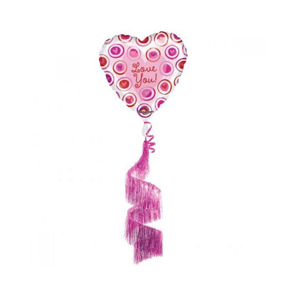 Love You Hearts Coil Tail Balloon 68in Balloons & Streamers - Party Centre - Party Centre