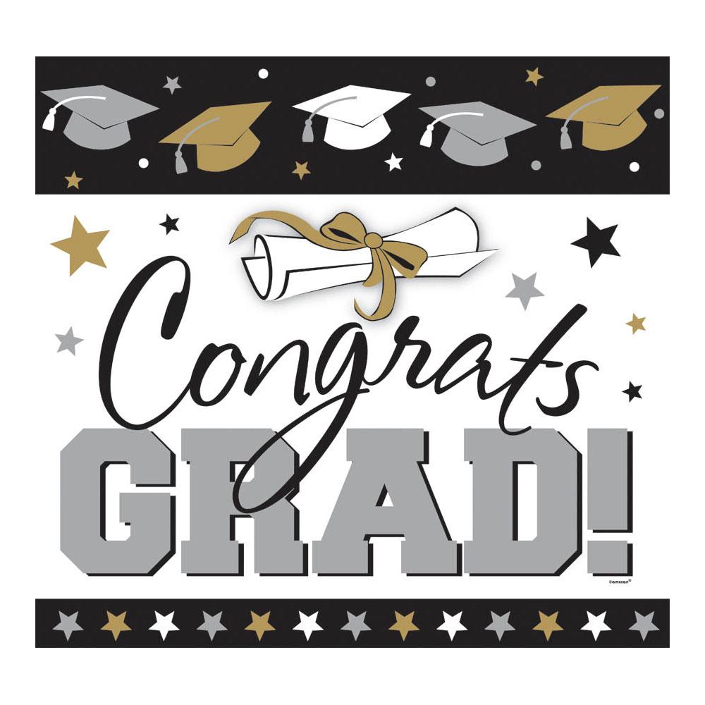 Graduation Cutout Black Gold and Silver 18in Decorations - Party Centre - Party Centre