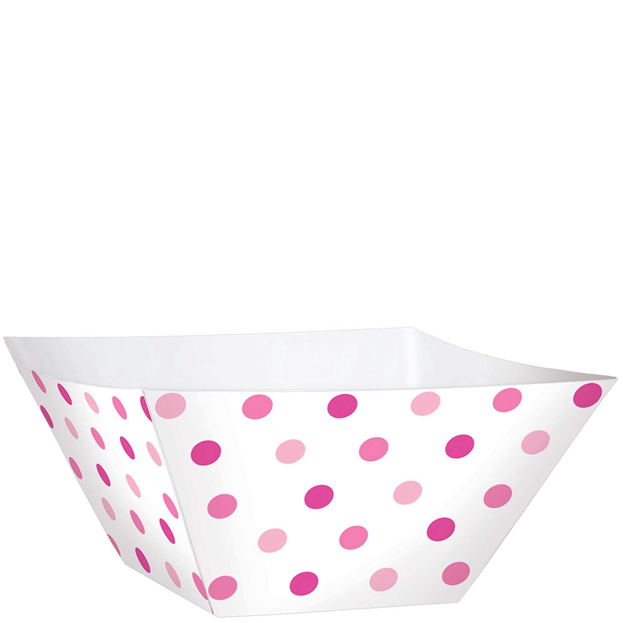 Pink Paper Mini Dots Small Square Bowl 24pcs Candy Buffet - Party Centre - Party Centre