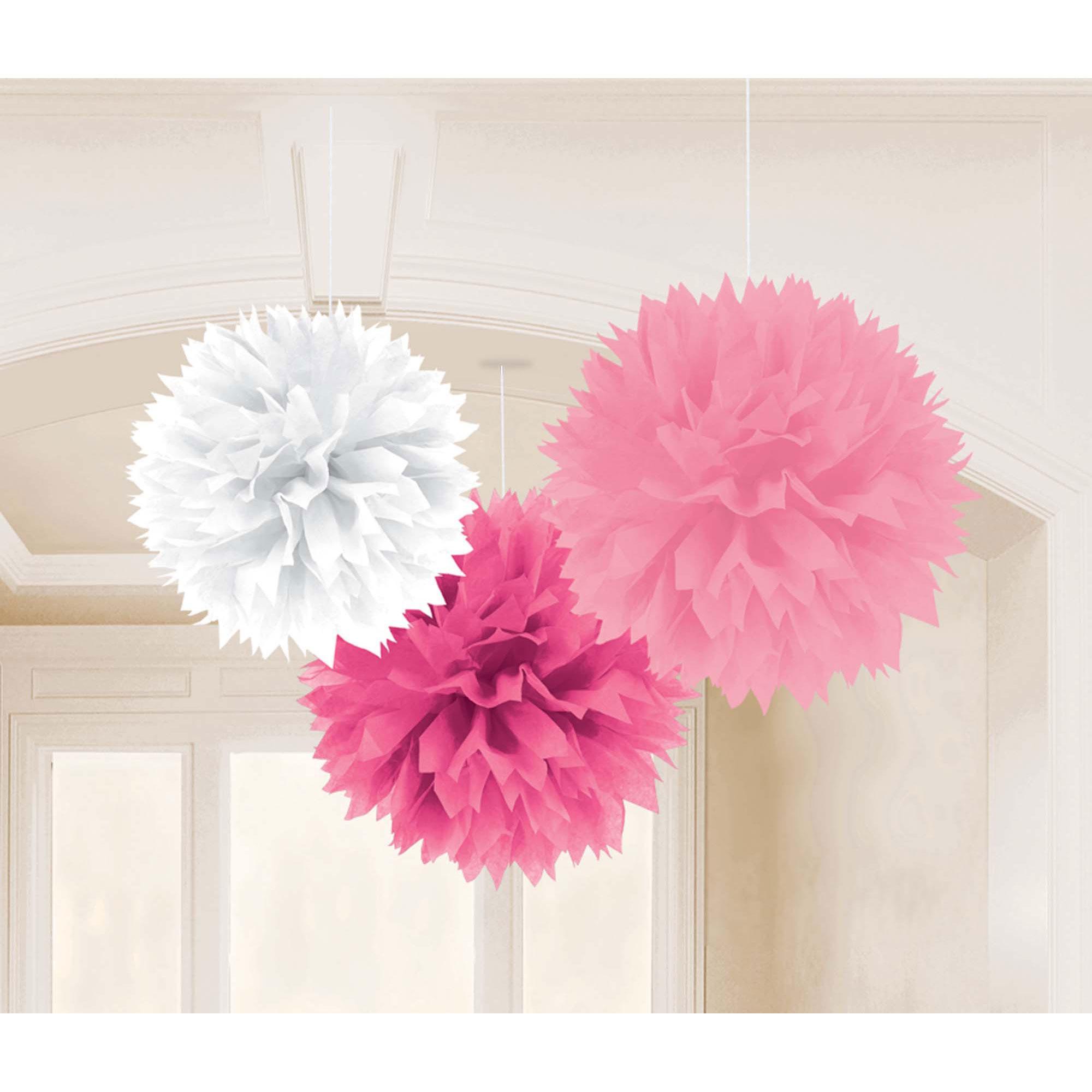 Baby Shower Girl Fluffy Decorations 3pcs Decorations - Party Centre - Party Centre