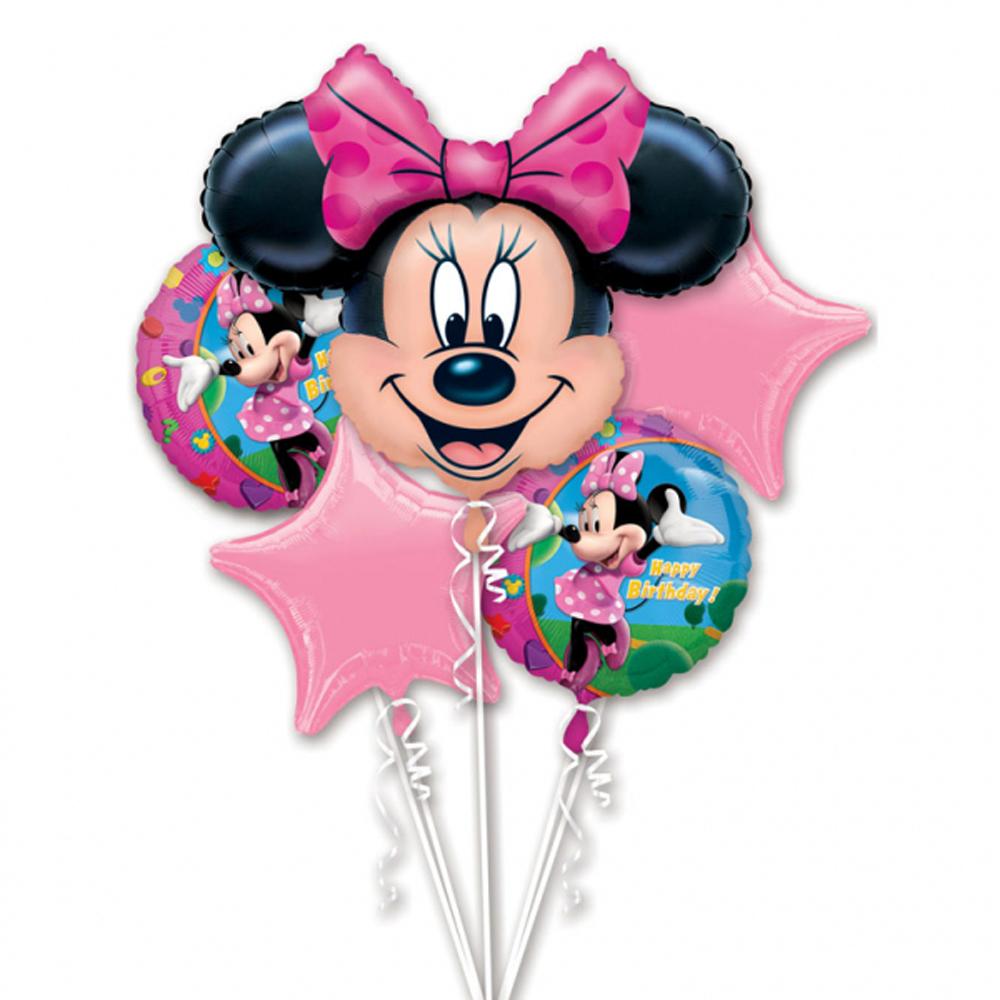 Minnie Mouse Birthday Balloon Bouquet 5ct Balloons & Streamers - Party Centre - Party Centre