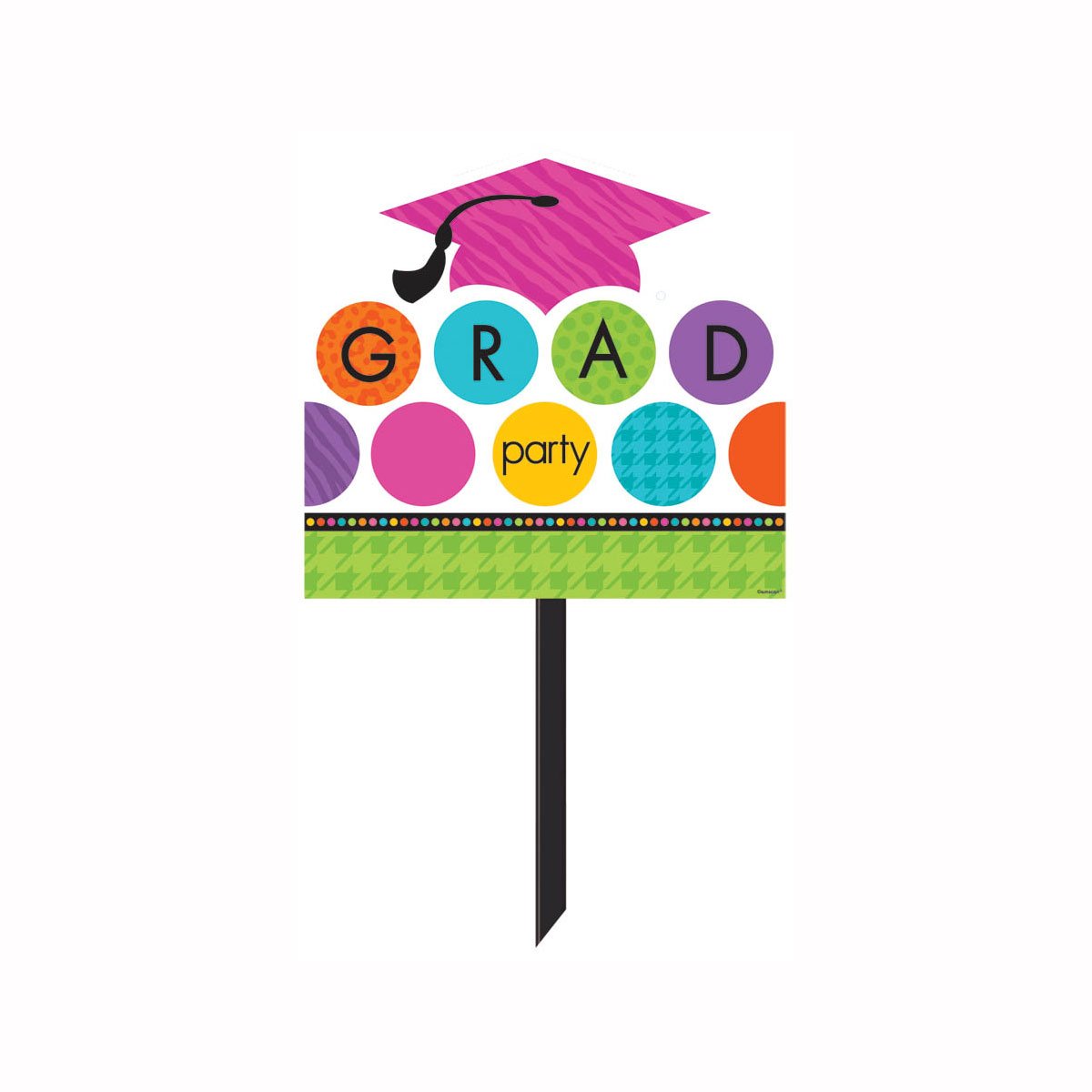 Colorful Commencement Multicolor Yard Sign 14in x 15in Decorations - Party Centre - Party Centre
