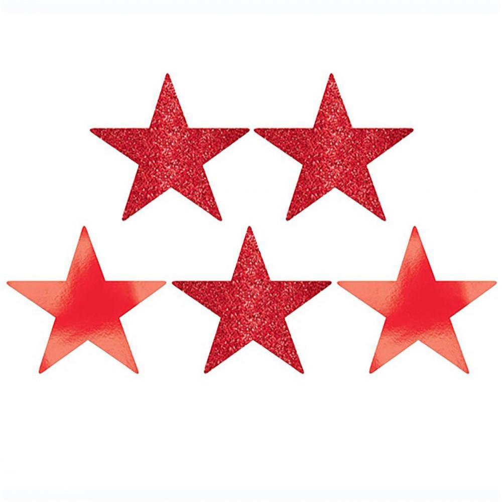 Apple Red Star Glitter and Foil Cutout 5in 5pcs Decorations - Party Centre - Party Centre