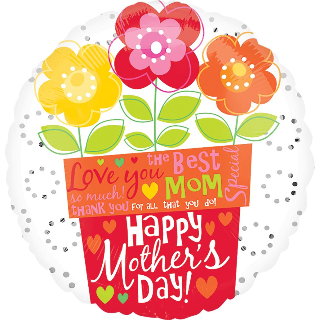 Mother's Day Flower Pot Foil Balloon 18in Balloons & Streamers - Party Centre - Party Centre
