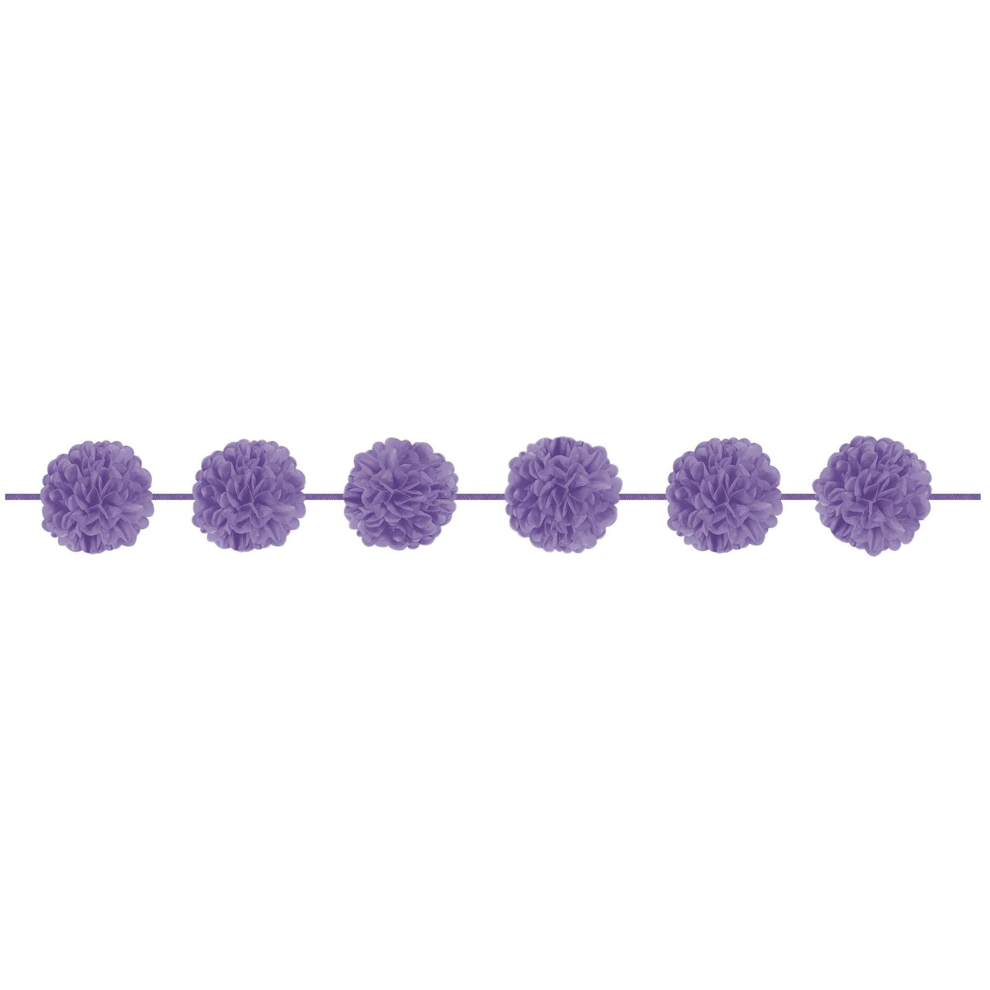 Lilac Fluffy Paper Garland 12ft Decorations - Party Centre - Party Centre