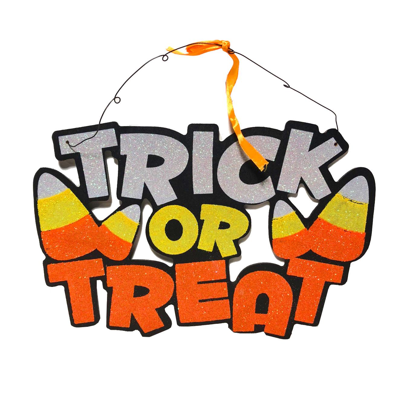 Treak Or Treat Large Glitter Sign Decorations - Party Centre - Party Centre