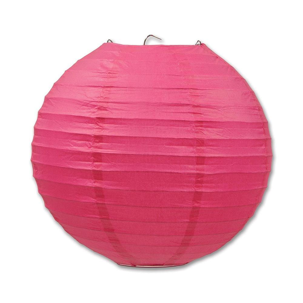 Bright Pink Round Paper Lanterns 9.50in 3pcs Decorations - Party Centre - Party Centre