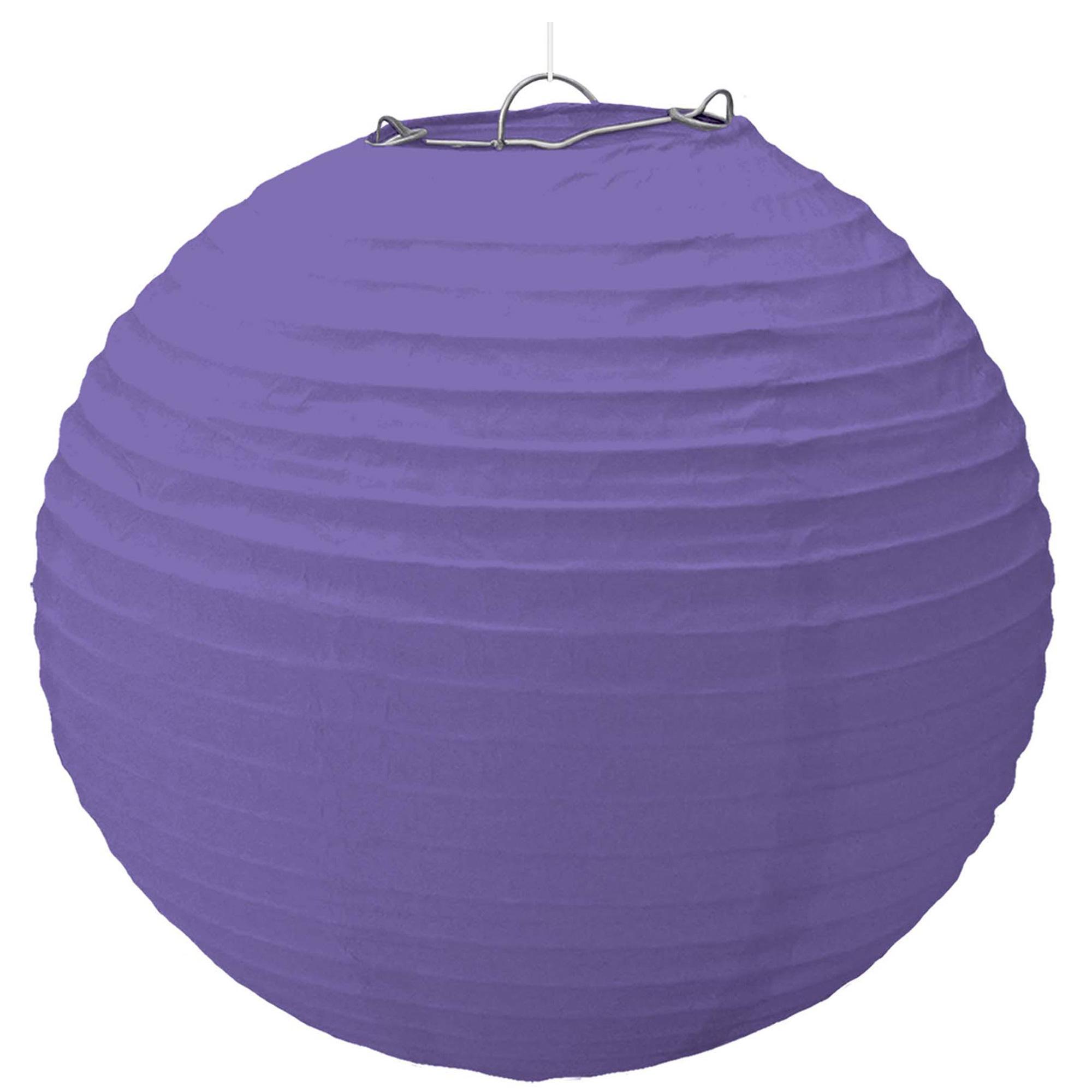 New Purple Paper Lantern With Metal Frame 15.50in Decorations - Party Centre - Party Centre