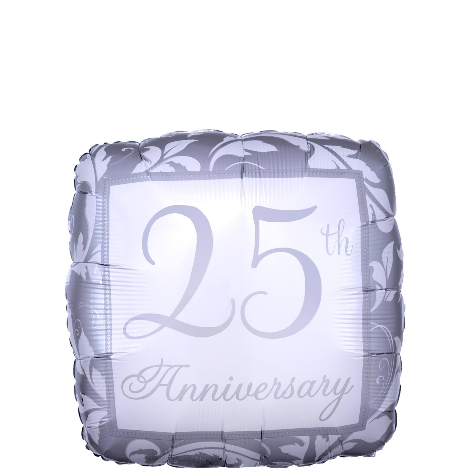 25th Anniversary Silver Elegant Square Balloon 45cm Balloons & Streamers - Party Centre - Party Centre