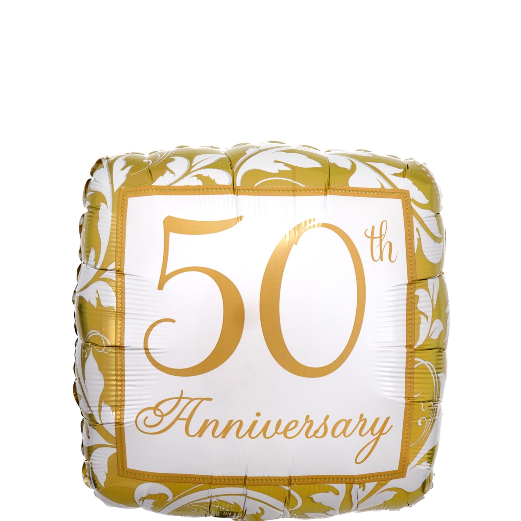 50th Anniversary Gold Elegant Square Balloon 45cm Balloons & Streamers - Party Centre - Party Centre