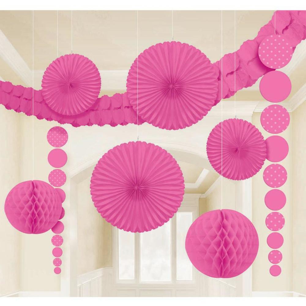 Bright Pink Dot Decorating Kit 9pcs Decorations - Party Centre - Party Centre