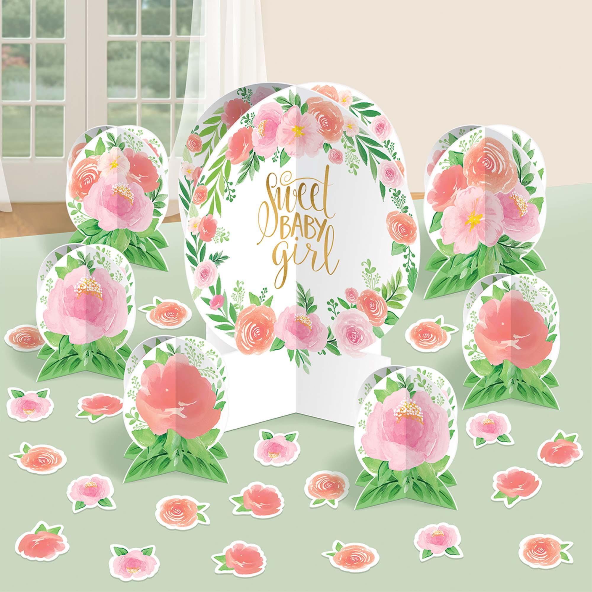 Floral Baby Girl Table Decorating Kit - Party Centre