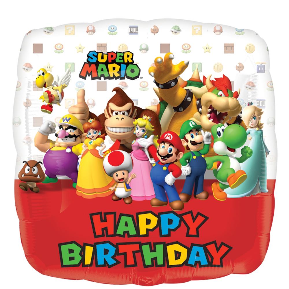 Mario Bros. Happy Birthday Square Balloon 18in Balloons & Streamers - Party Centre - Party Centre