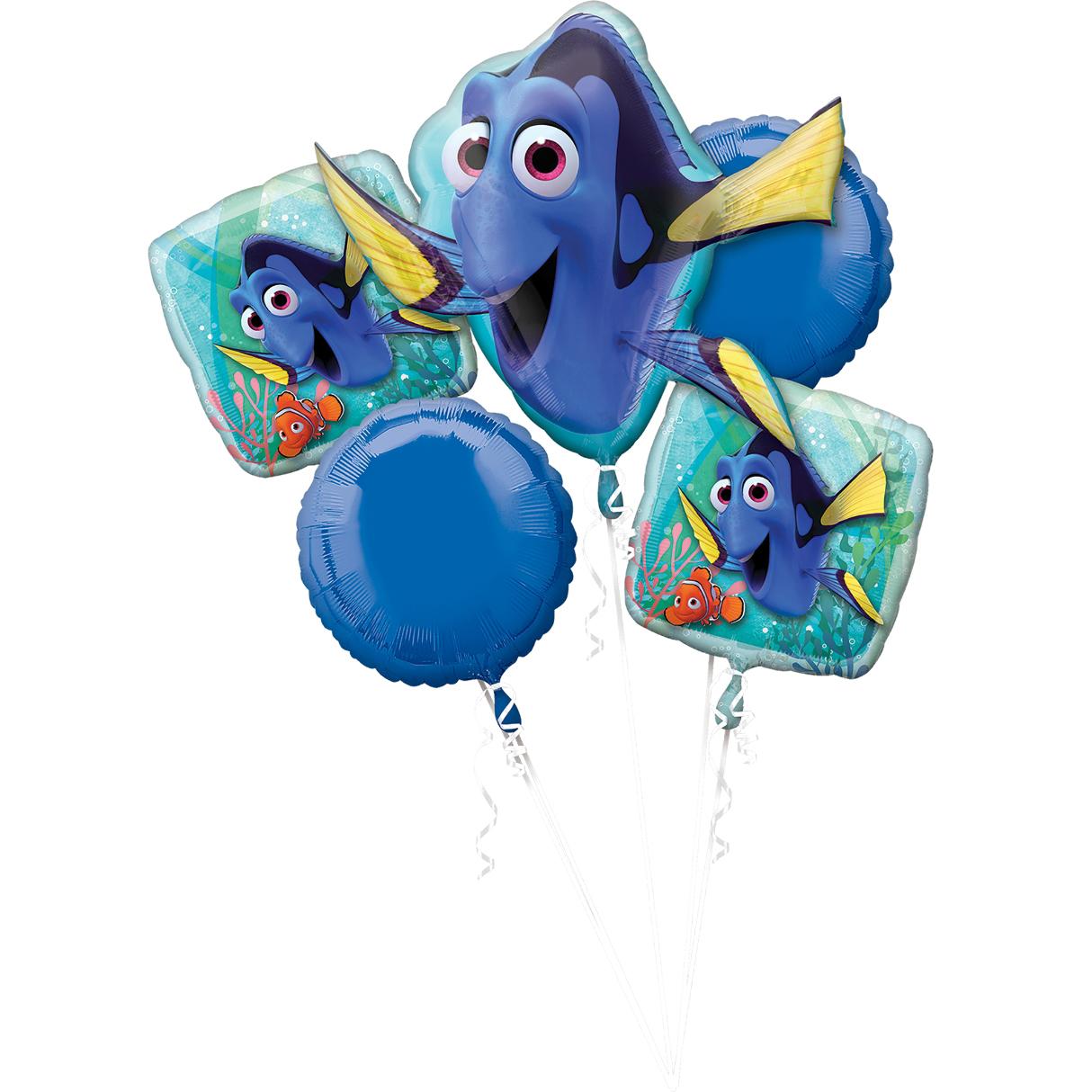 Finding Dory Balloon Bouquet 5pcs Balloons & Streamers - Party Centre - Party Centre