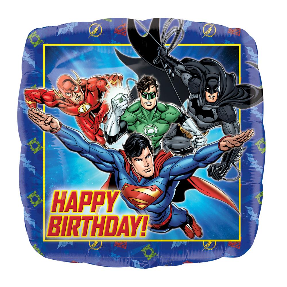 Justice League HBD Square Balloon 18in Balloons & Streamers - Party Centre - Party Centre