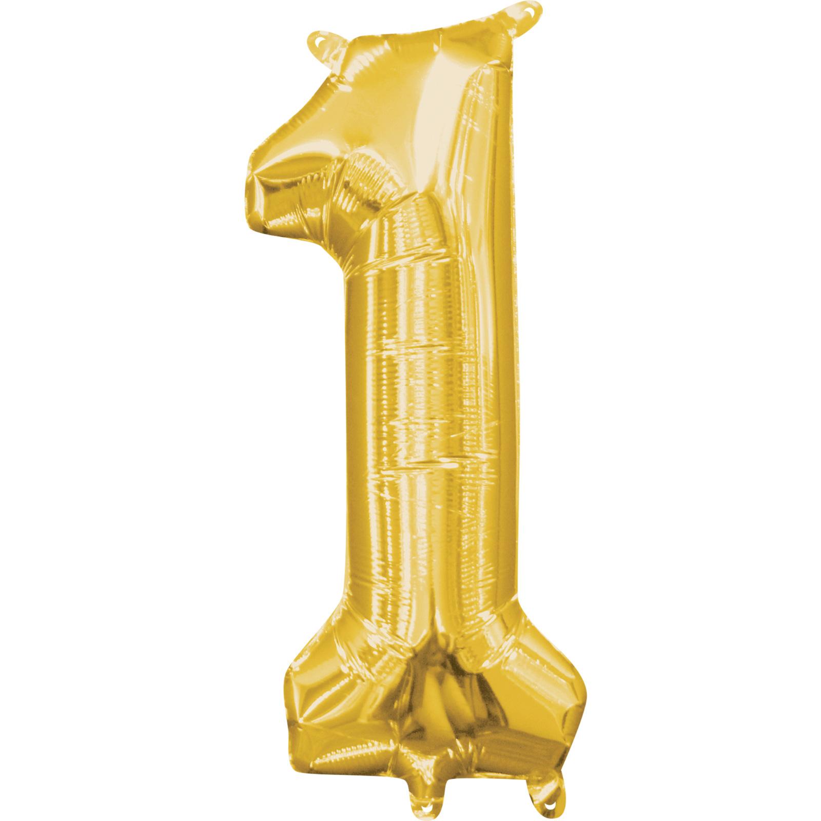 Number 1 Gold Mini Shape Foil Balloon 16in Balloons & Streamers - Party Centre - Party Centre