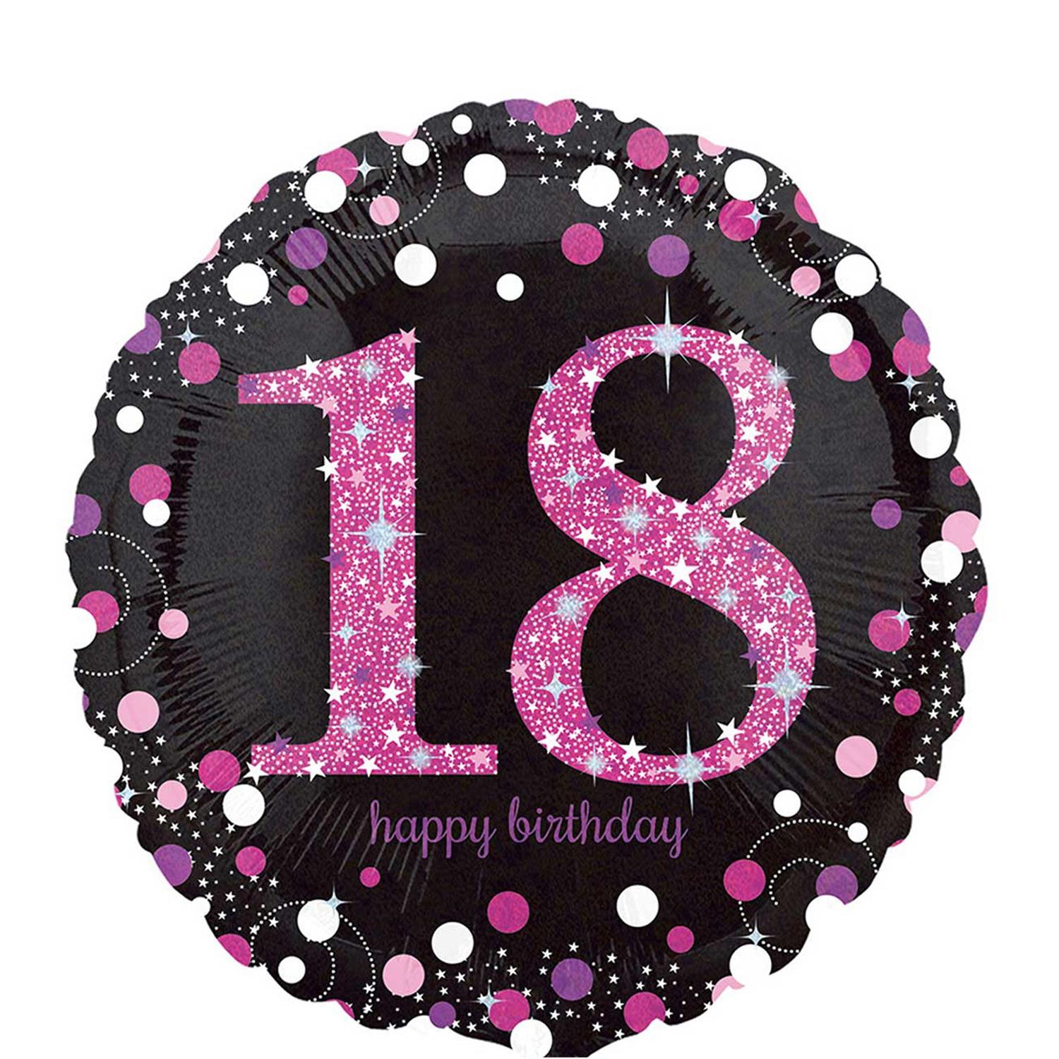 Pink Celebration 18 Holographic Foil Balloon 45cm Balloons & Streamers - Party Centre - Party Centre