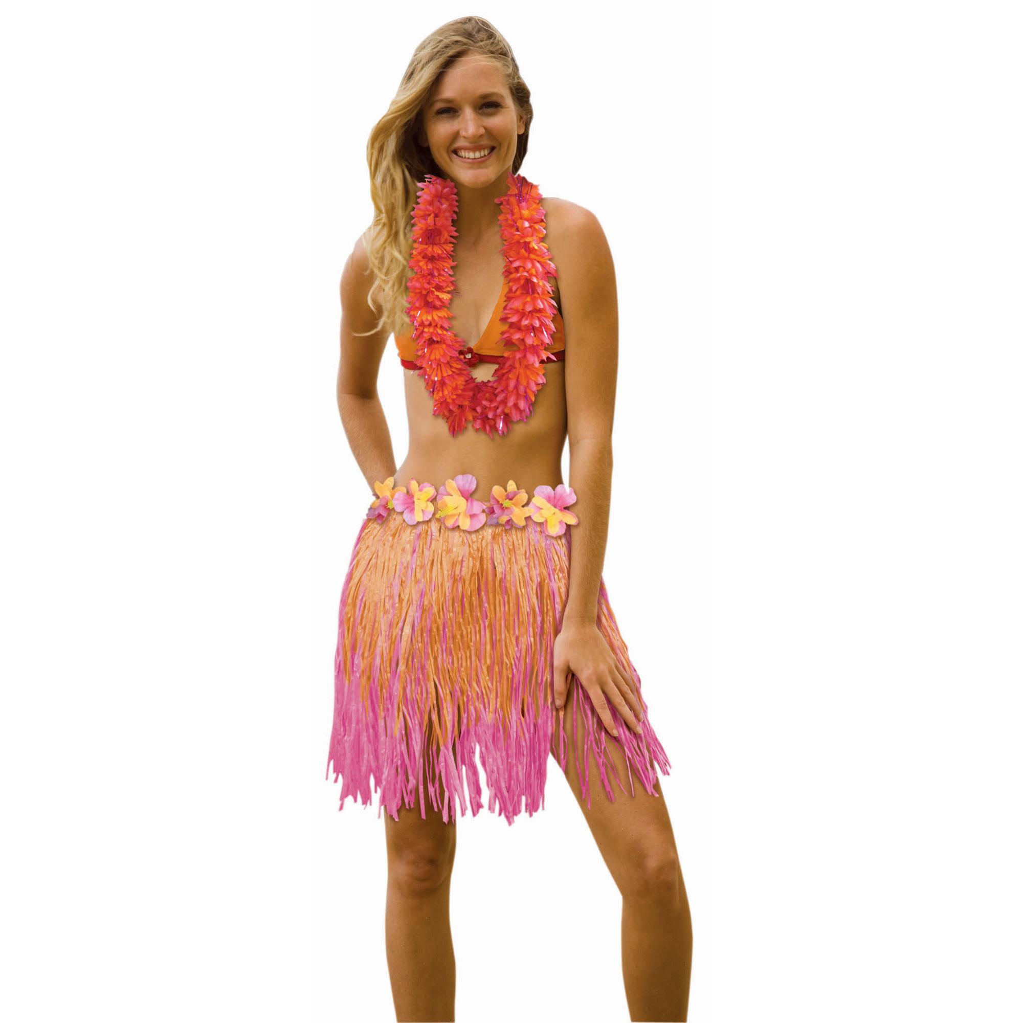 18 x 31in Pink & Orange Hula Skirt 18 x 31in Costumes & Apparel - Party Centre - Party Centre