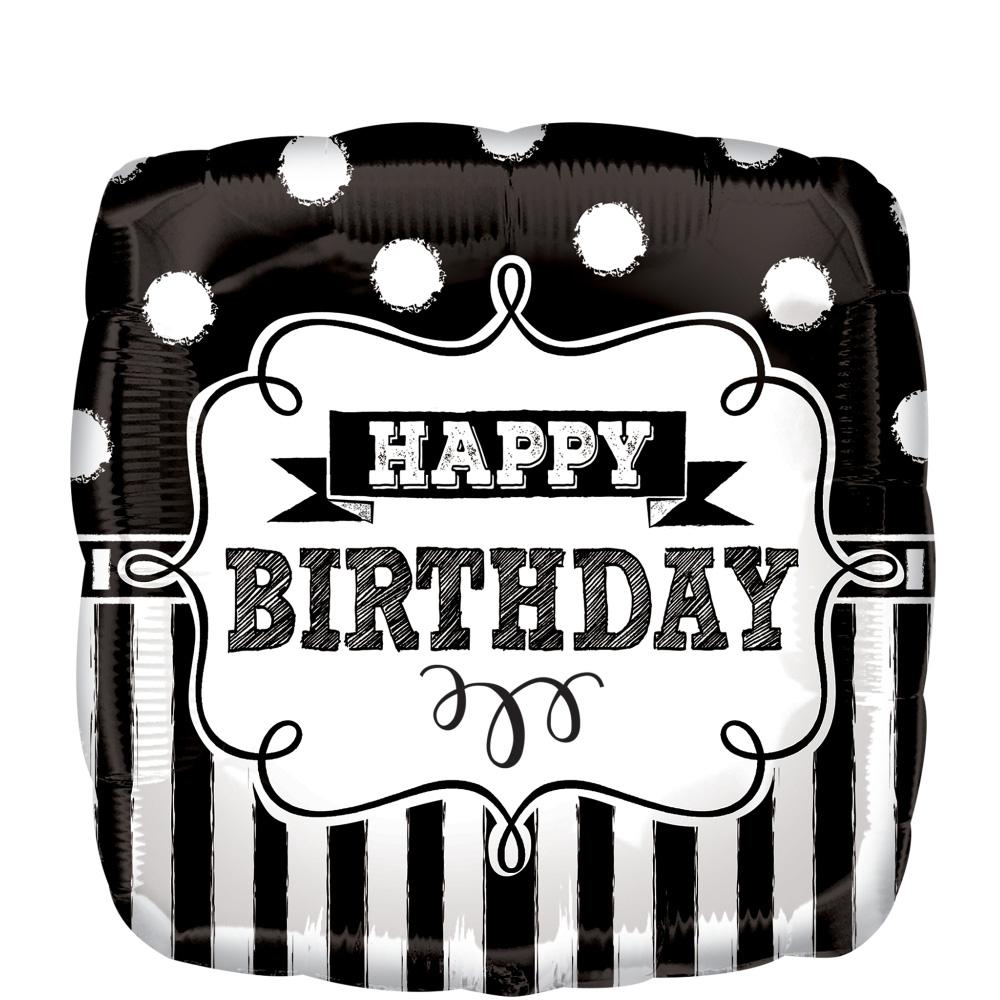Chalkboard Happy Birthday Party Square Balloon 18in Balloons & Streamers - Party Centre - Party Centre