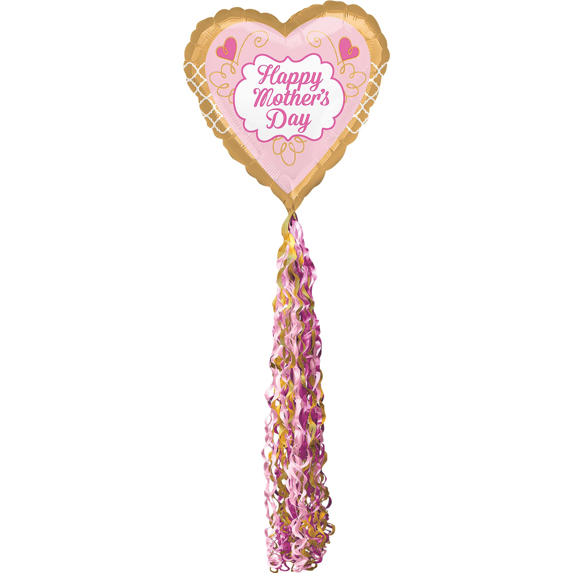 Mother's Day Gold & Pink Pom Pom Airwalker Balloons & Streamers - Party Centre - Party Centre