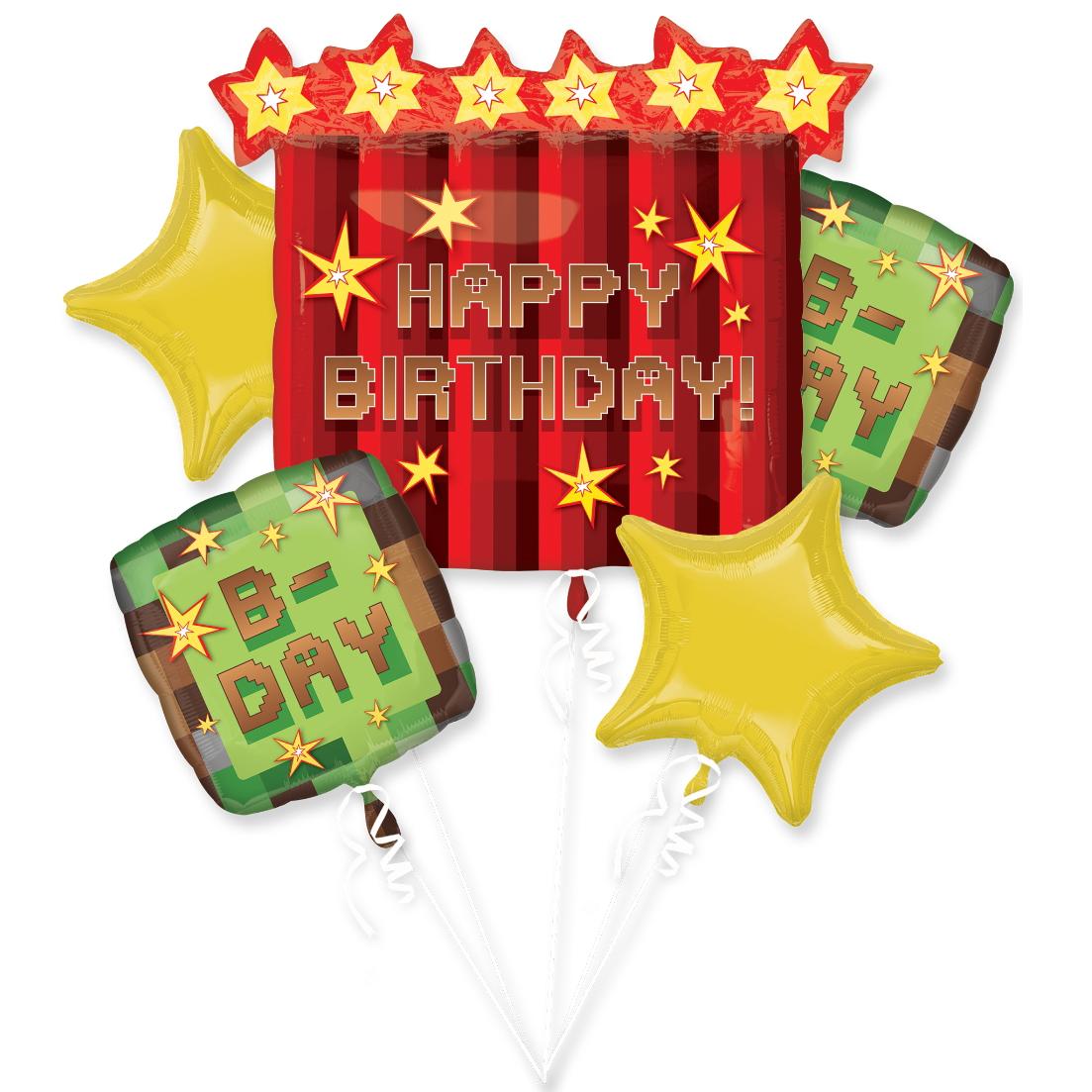 TNT Party Happy Birthday Balloon Bouquet 5pcs Balloons & Streamers - Party Centre - Party Centre