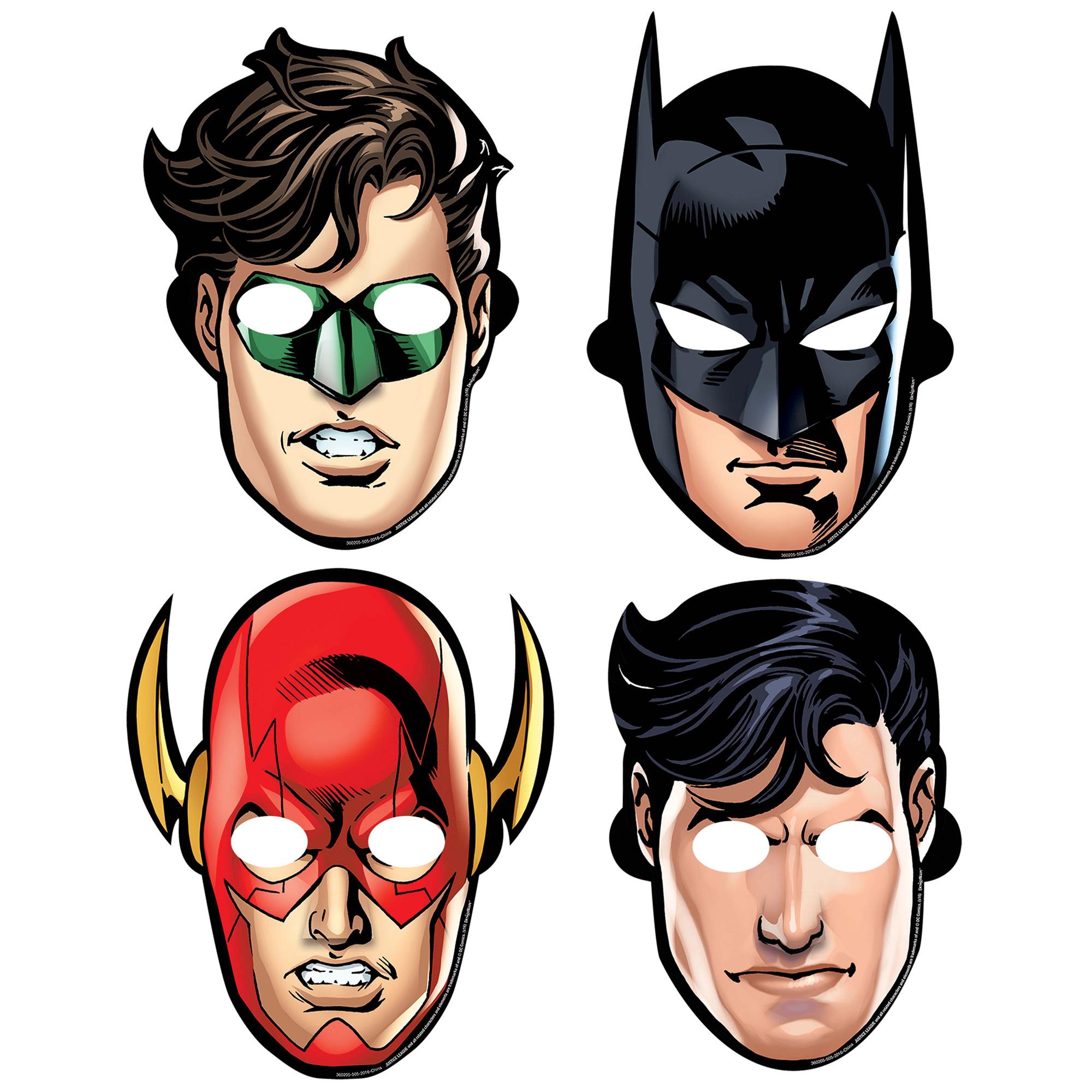 Justice League Paper Masks 8pcs Costumes & Apparel - Party Centre - Party Centre