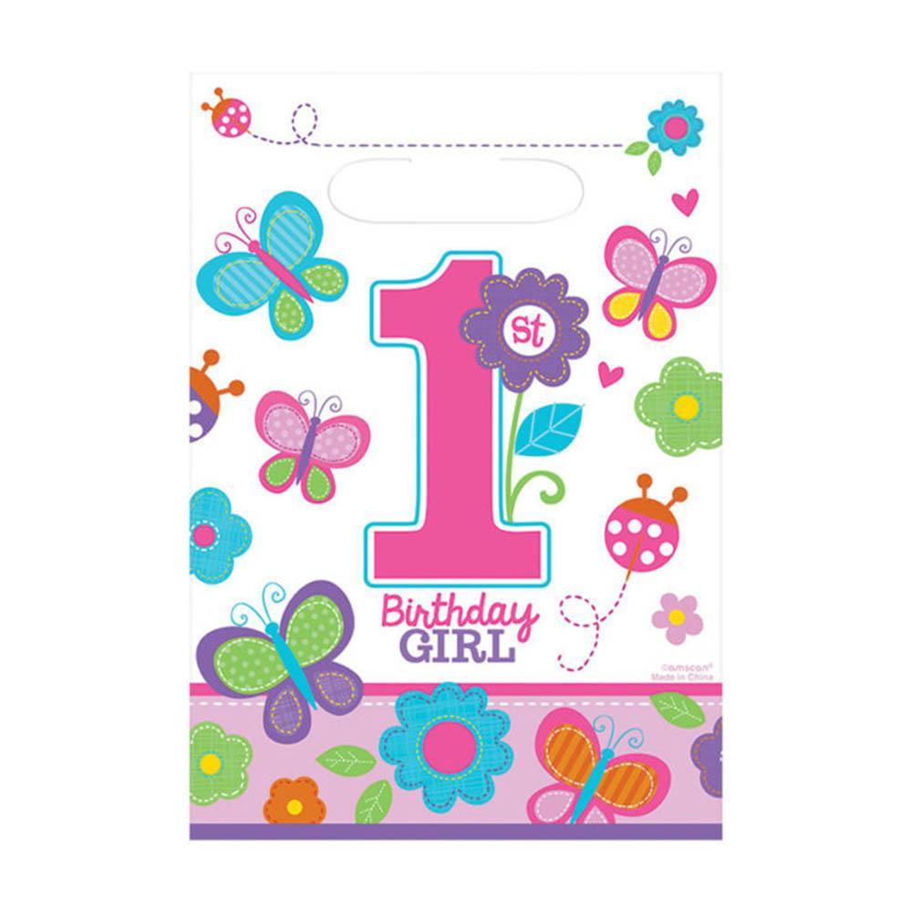 Sweet Birthday Girl Plastic Loot Bags 8pcs Favours - Party Centre - Party Centre