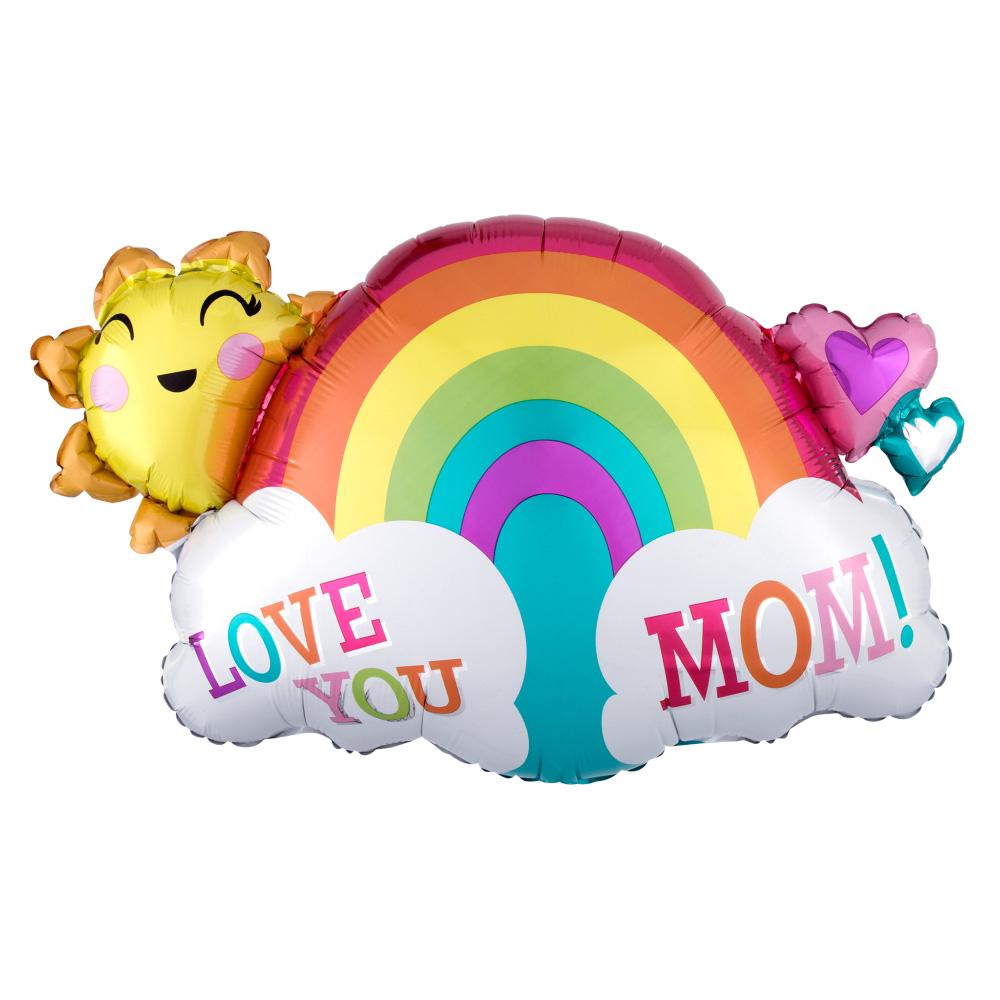 Love You Mom Rainbow SuperShape Balloon 76x50cm Balloons & Streamers - Party Centre - Party Centre