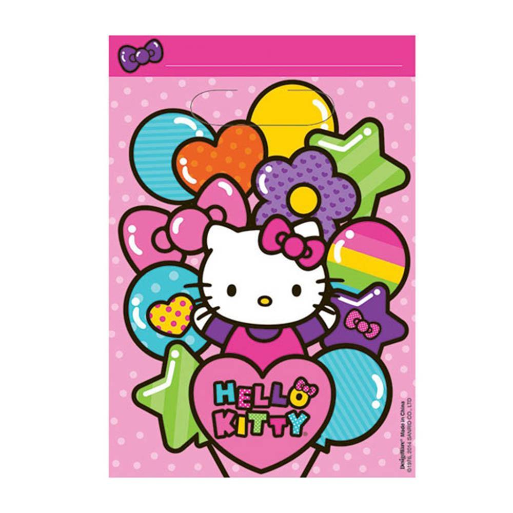 Hello Kitty Rainbow Folded Plastic Loot Bags 8pcs Favours - Party Centre - Party Centre