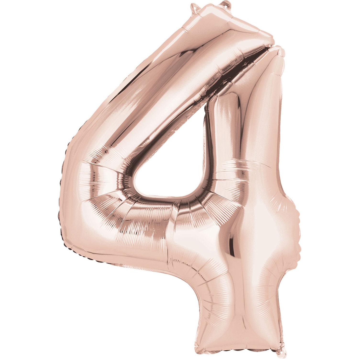 Rose Gold Number 4 Mini Shape Foil Balloon 40cm Balloons & Streamers - Party Centre - Party Centre