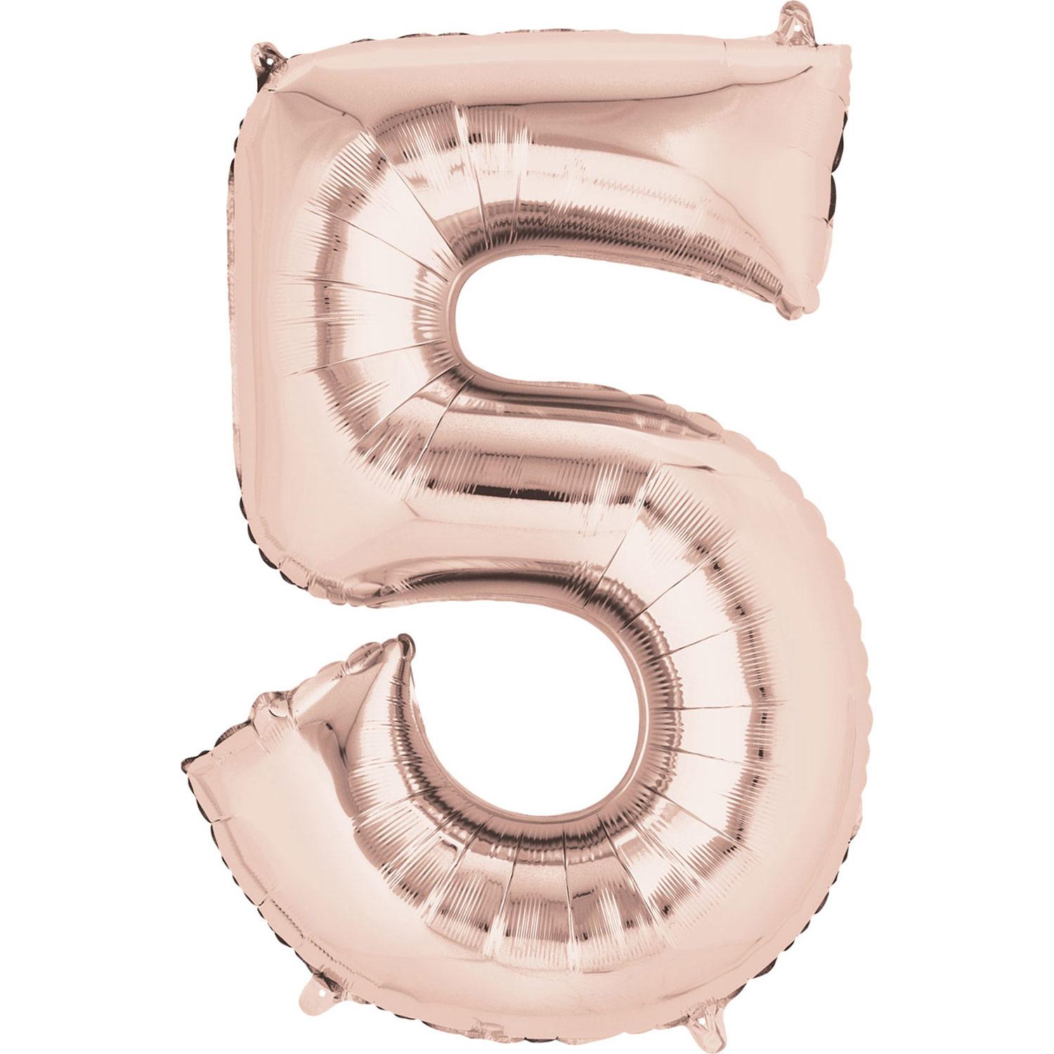 Rose Gold Number 5 Mini Shape Foil Balloon 40cm Balloons & Streamers - Party Centre - Party Centre