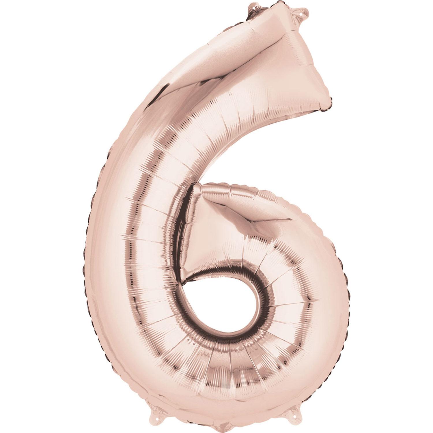 Rose Gold Number 6 Mini Shape Foil Balloon 40cm Balloons & Streamers - Party Centre - Party Centre