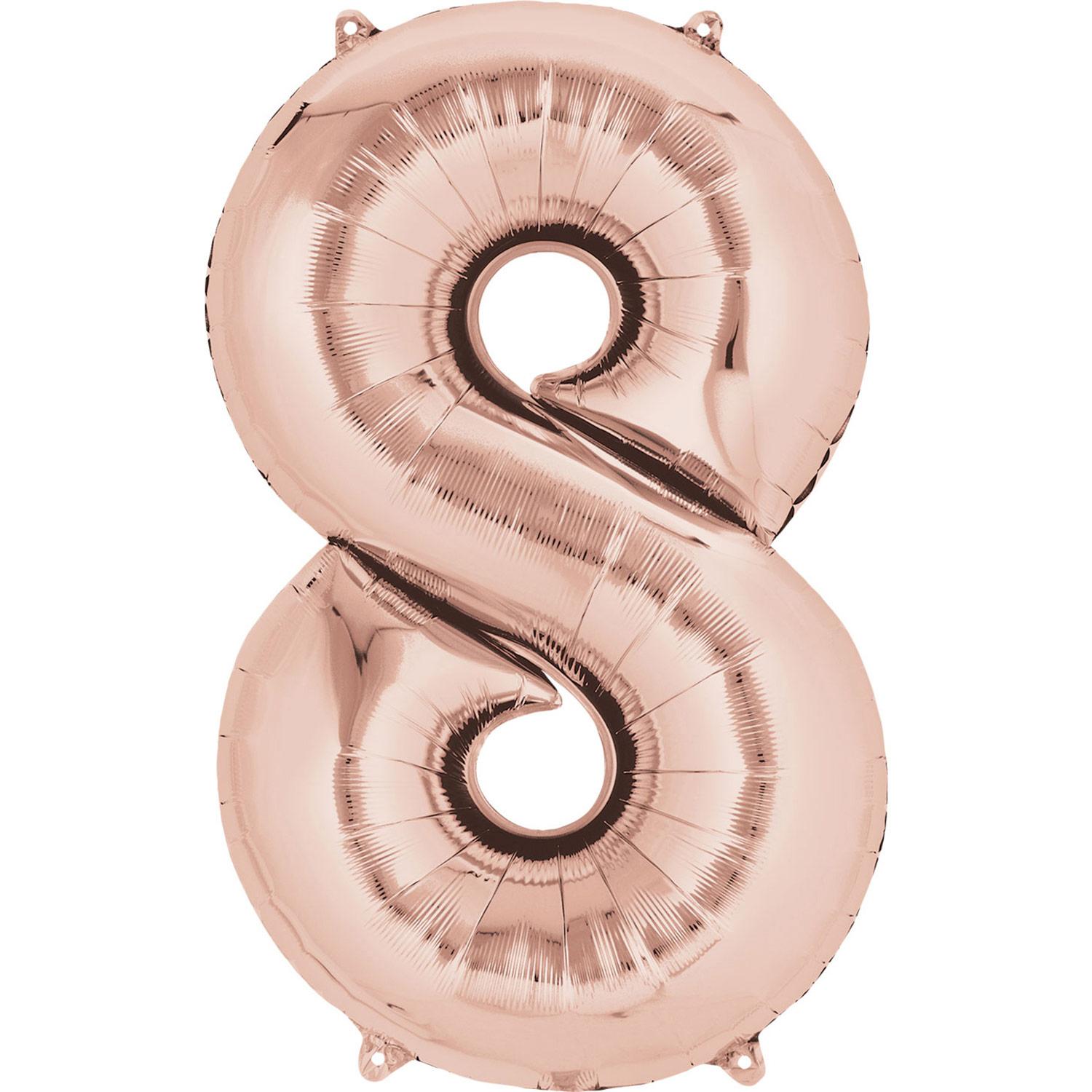 Rose Gold Number 8 Mini Shape Foil Balloon 40cm Balloons & Streamers - Party Centre - Party Centre