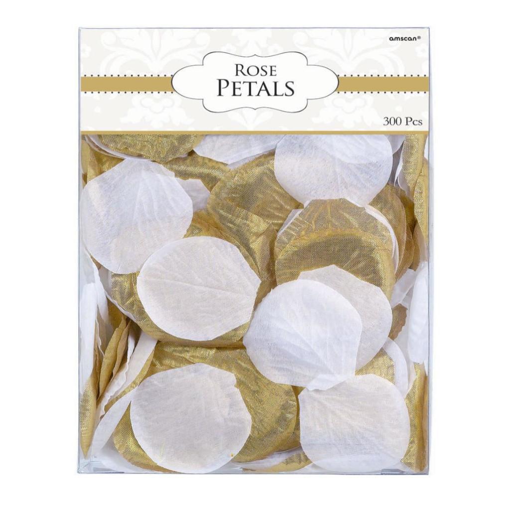Gold/White Fabric Confetti Petals 2in, 300pcs Decorations - Party Centre - Party Centre
