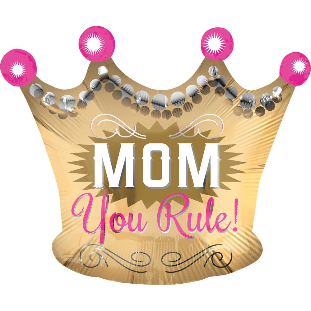Mom You Rule Junior Shape Foil Balloon 50x40cm Balloons & Streamers - Party Centre - Party Centre