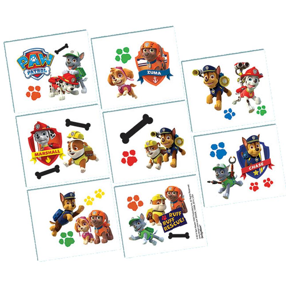 Paw Patrol Favor Tattoos 1 sheet Party Favors - Party Centre - Party Centre