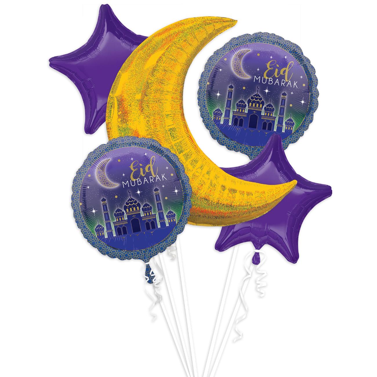 EID Balloon Bouquet 5pcs Balloons & Streamers - Party Centre - Party Centre