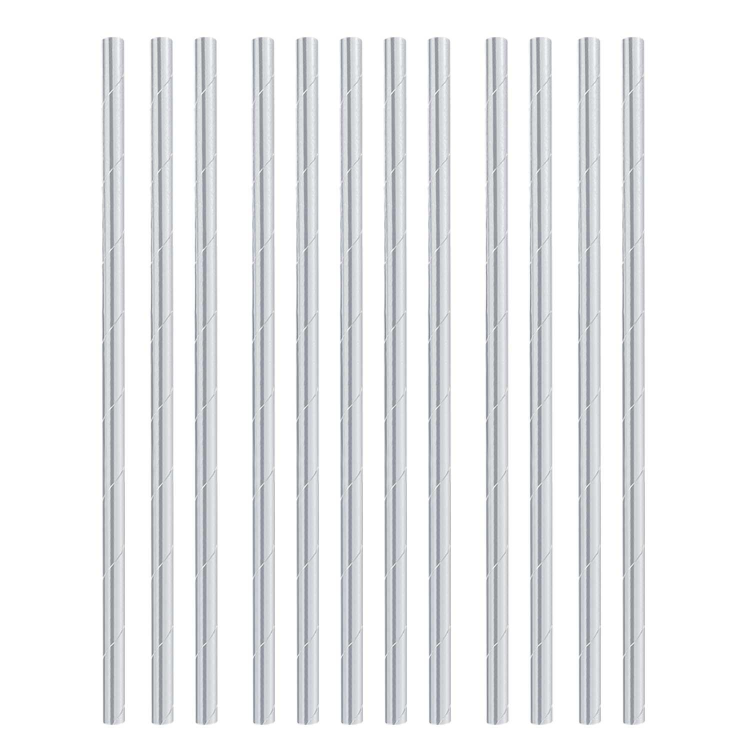 Silver Solid Paper Straws 24pcs Candy Buffet - Party Centre - Party Centre
