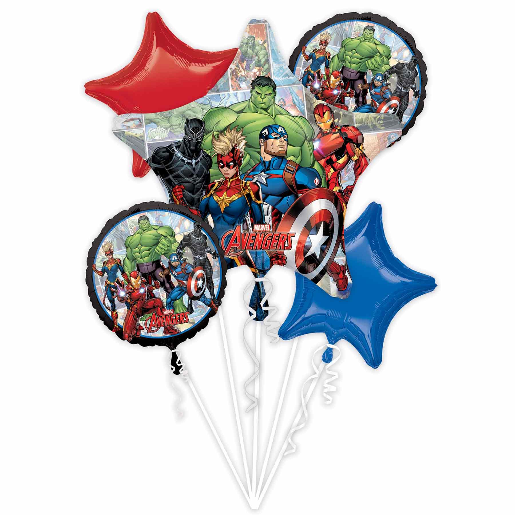Avengers Marvel Powers Unite Balloon Bouquet 5pcs Balloons & Streamers - Party Centre - Party Centre
