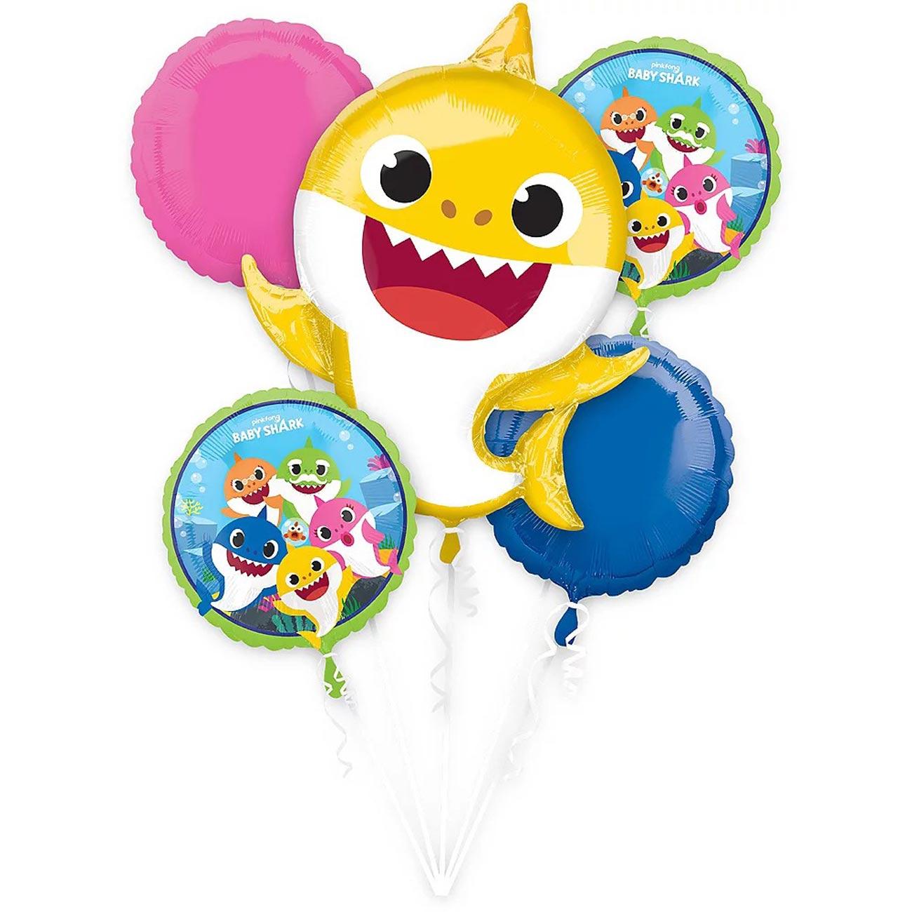 Baby Shark Balloon Bouquet 5pcs Balloons & Streamers - Party Centre - Party Centre