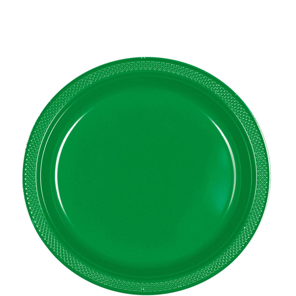 Festive Green Plastic Dessert  Plate 7 Inch, 20pcs Solid Tableware - Party Centre - Party Centre