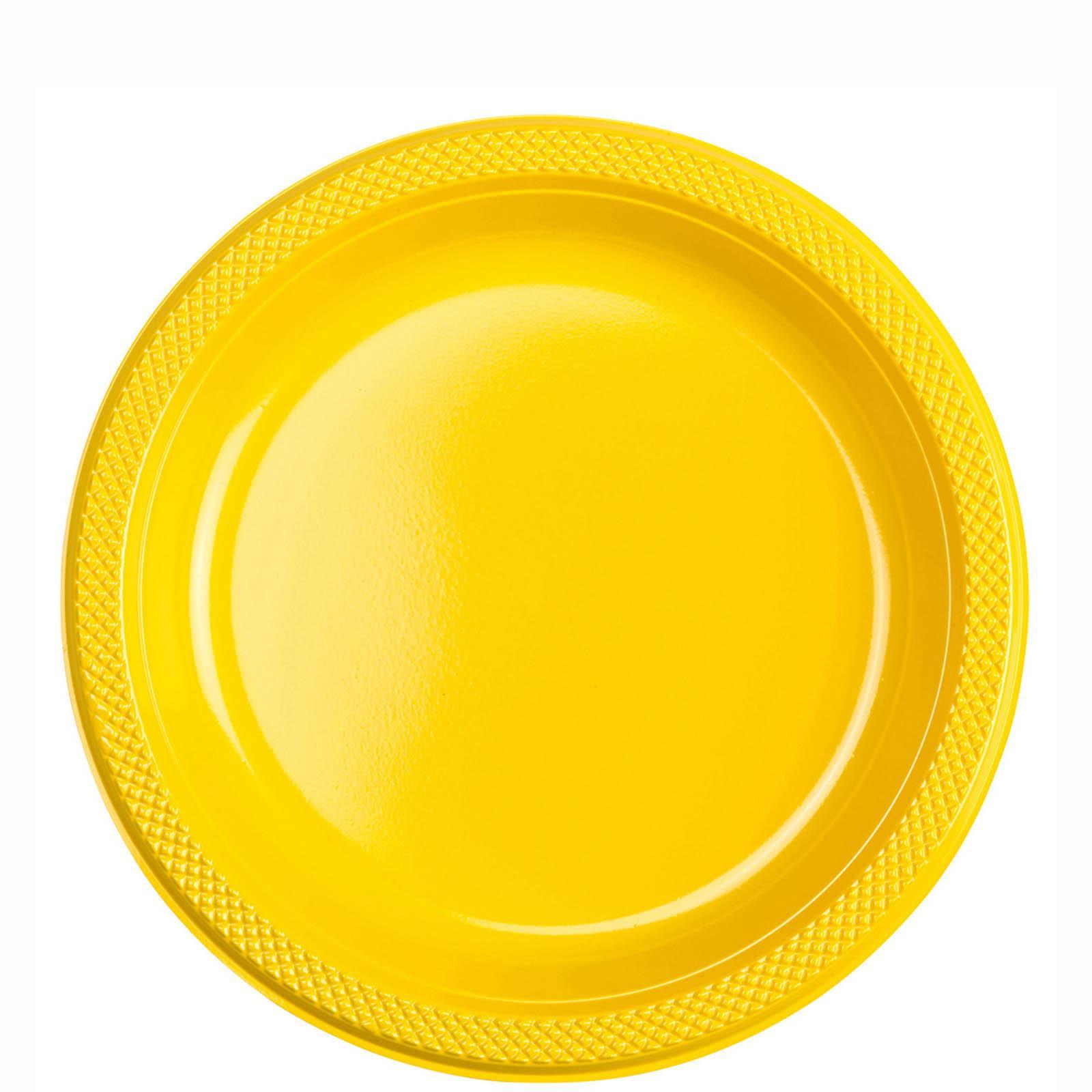 Yellow Sunshine Plastic Plates 9in, 20pcs Solid Tableware - Party Centre - Party Centre