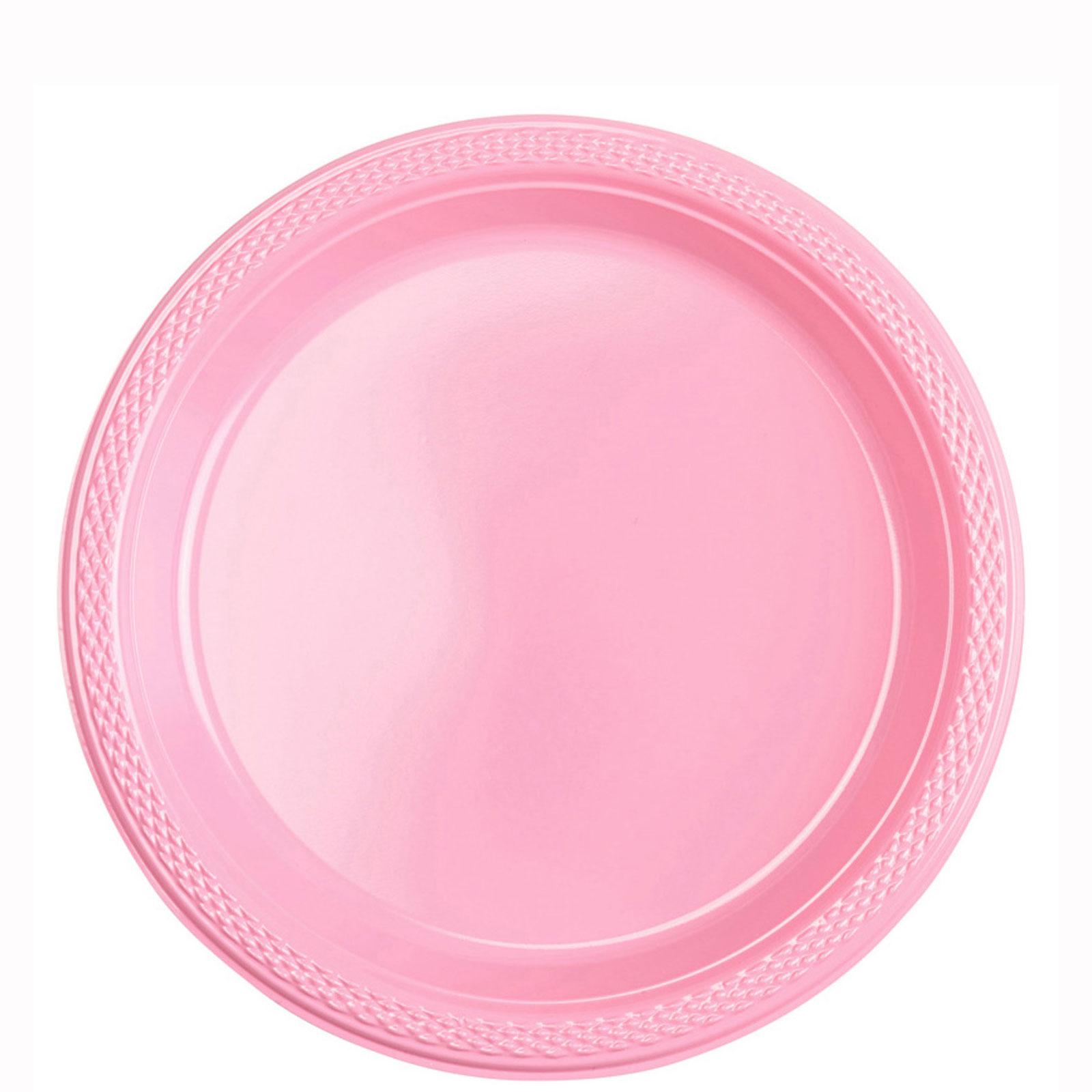 New Pink Plastic Plates 9in, 20pcs Solid Tableware - Party Centre - Party Centre
