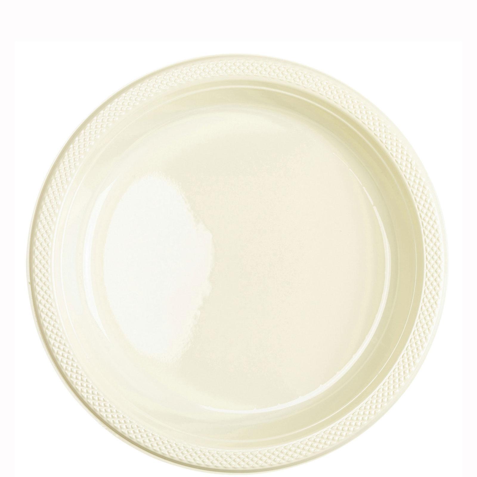 Vanilla Creme Plastic Plates 9in, 20pcs Solid Tableware - Party Centre - Party Centre
